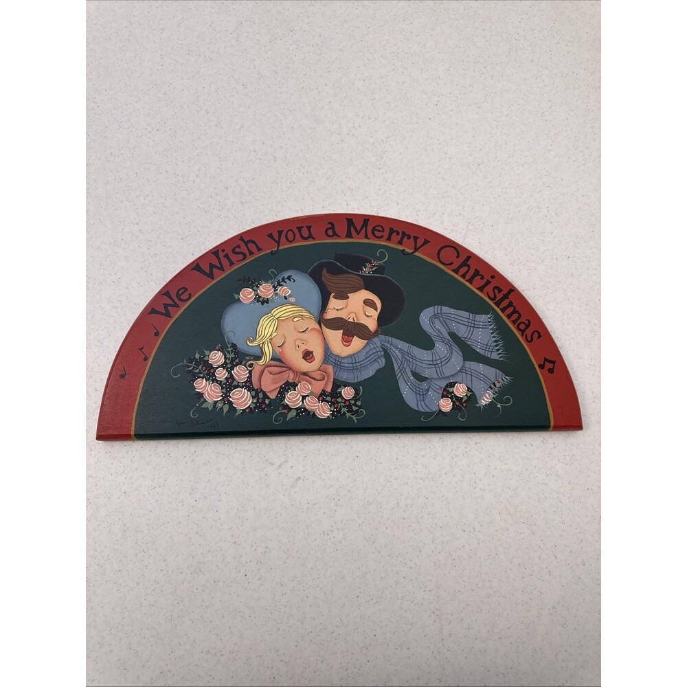 We Wish You A Very Merry Christmas Hanging Sign Door Wall Decor Carolers Cottage